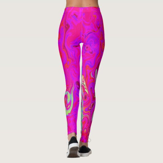 Groovy Abstract Blauwgroen blauw en rood zwijn Leggings (Achterkant)