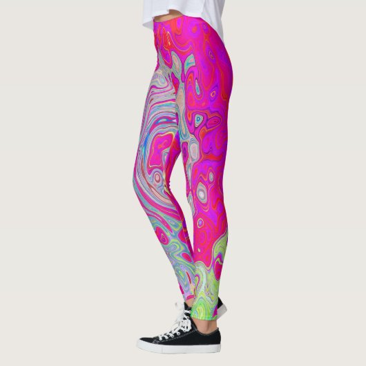 Groovy Abstract Blauwgroen blauw en rood zwijn Leggings (Links)
