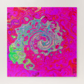 Groovy Abstract Blauwgroen blauw en rood zwijn Legpuzzel (Horizontaal)