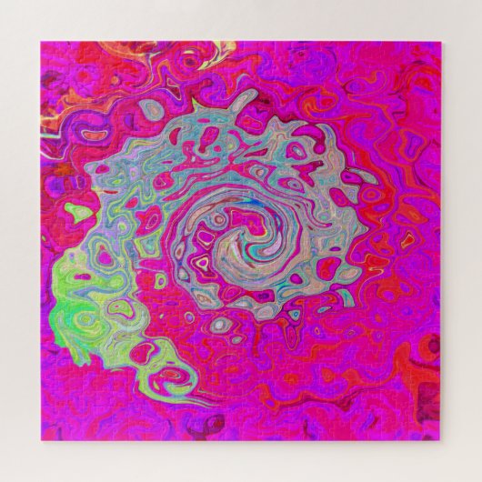 Groovy Abstract Blauwgroen blauw en rood zwijn Legpuzzel (Horizontaal)