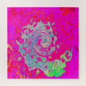 Groovy Abstract Blauwgroen blauw en rood zwijn Legpuzzel (Verticaal)