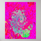 Groovy Abstract Blauwgroen blauw en rood zwijn Poster (Voorkant)