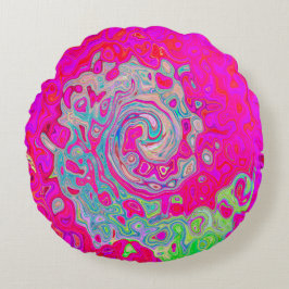 Groovy Abstract Blauwgroen blauw en rood zwijn Rond Kussen