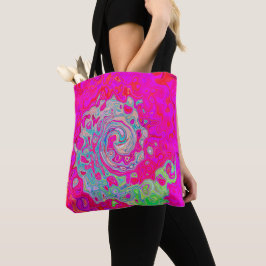 Groovy Abstract Blauwgroen blauw en rood zwijn Tote Bag