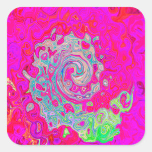 Groovy Abstract Blauwgroen blauw en rood zwijn Vierkante Sticker