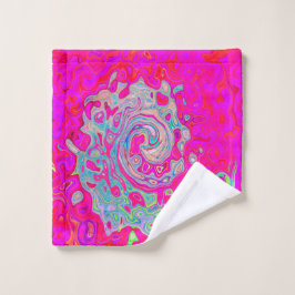 Groovy Abstract Blauwgroen blauw en rood zwijn Washandje