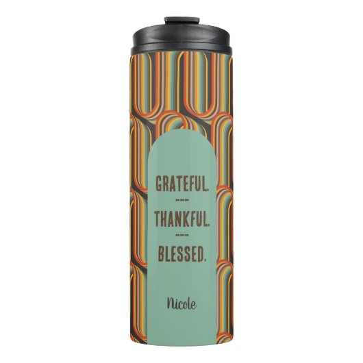 Groovy Abstract dankbaar dankbaar gezegend Thermosbeker (Voorkant)