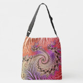 Groovy Abstract Digitale Funky Boho Spiraal Fracta Crossbody Tas (Achterkant)