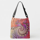 Groovy Abstract Digitale Funky Boho Spiraal Fracta Crossbody Tas (Voorkant)