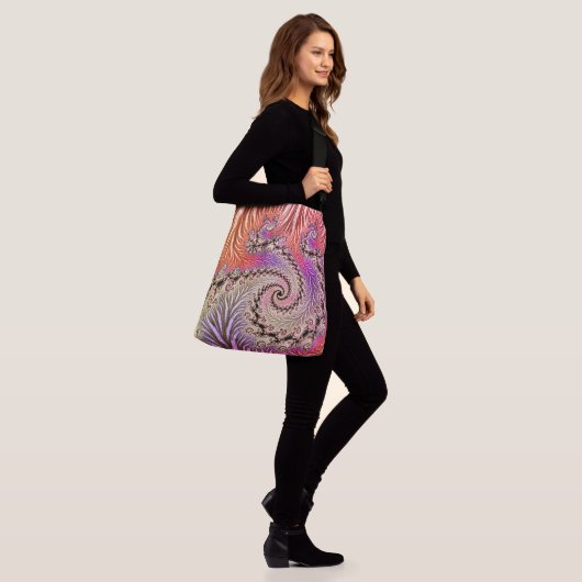 Groovy Abstract Digitale Funky Boho Spiraal Fracta Crossbody Tas (Op model)