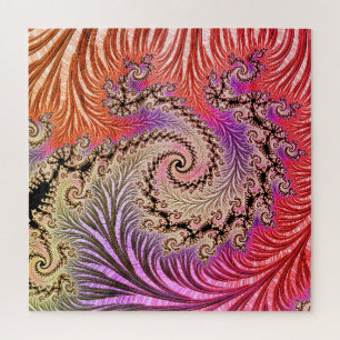 Groovy Abstract Digitale Funky Boho Spiraal Fracta Legpuzzel