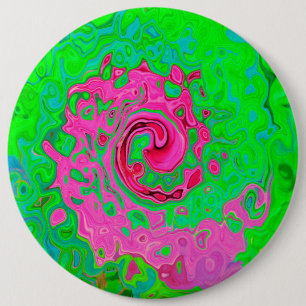 Groovy Abstract Green en Red Lava vloeibare wervel Ronde Button 6,0 Cm