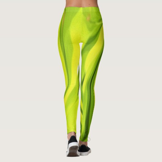 Groovy Abstract groen, vloeibaar kunstwervelschild Leggings (Achterkant)