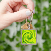Groovy Abstract groen, vloeibaar kunstwervelschild Sleutelhanger (Hand)