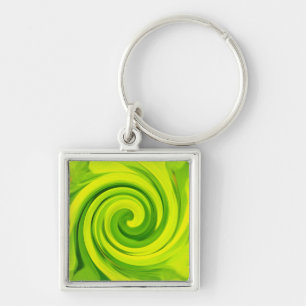 Groovy Abstract groen, vloeibaar kunstwervelschild Sleutelhanger