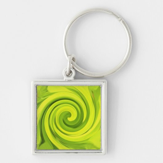 Groovy Abstract groen, vloeibaar kunstwervelschild Sleutelhanger (Voorkant)