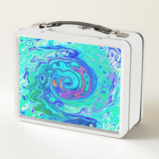 Groovy Abstract Ocean Blue en Green Liquid Swirl (Achterkant)