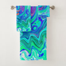 Groovy Abstract Ocean Blue en Green Liquid Swirl