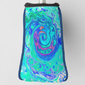 Groovy Abstract Ocean Blue en Green Liquid Swirl Golfheadcover (Draai 90)