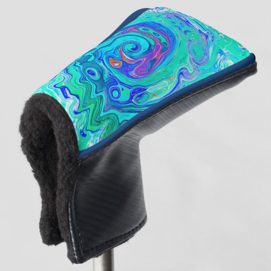 Groovy Abstract Ocean Blue en Green Liquid Swirl Golfheadcover (3/4 voorkant)