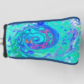 Groovy Abstract Ocean Blue en Green Liquid Swirl Golfheadcover (Voorkant)
