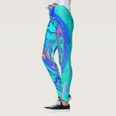 Groovy Abstract Ocean Blue en Green Liquid Swirl Leggings (Links)