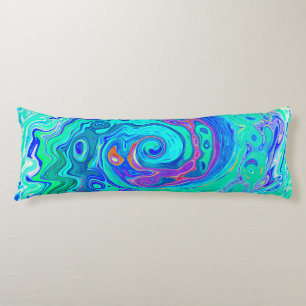 Groovy Abstract Ocean Blue en Green Liquid Swirl Lichaamskussen