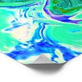 Groovy Abstract Ocean Blue en Green Liquid Swirl Poster (Hoek)