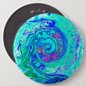 Groovy Abstract Ocean Blue en Green Liquid Swirl Ronde Button 6,0 Cm (Voorkant /achterkant)