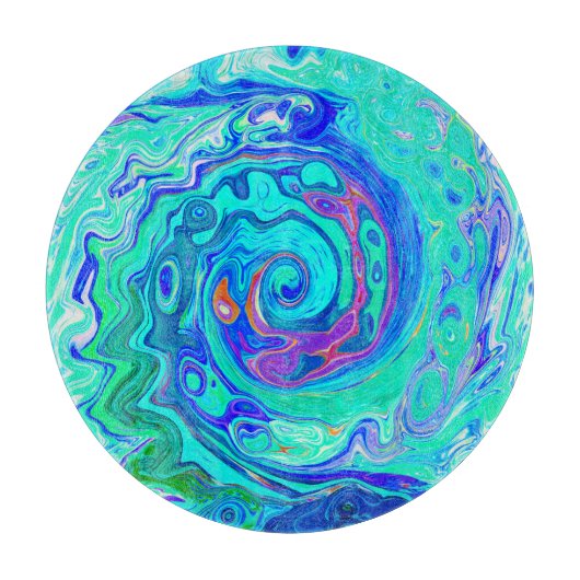 Groovy Abstract Ocean Blue en Green Liquid Swirl Snijplank (Voorkant)