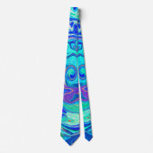 Groovy Abstract Ocean Blue en Green Liquid Swirl Stropdas (Voorkant)