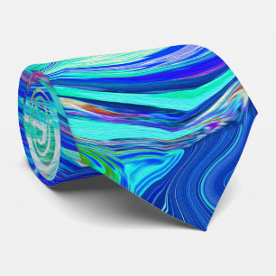 Groovy Abstract Ocean Blue en Green Liquid Swirl Stropdas