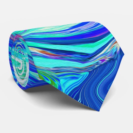 Groovy Abstract Ocean Blue en Green Liquid Swirl Stropdas (Opgerold)