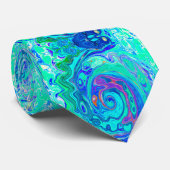 Groovy Abstract Ocean Blue en Green Liquid Swirl Stropdas (Opgerold)
