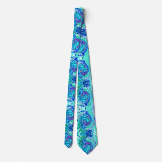Groovy Abstract Ocean Blue en Green Liquid Swirl Stropdas (Achterkant)