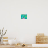 Groovy Abstract Retro Aquamarine Swirl Poster (Keuken)