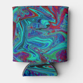 Groovy Abstract Retro Art in Blue en Red Blikjeskoeler (Voorkant)