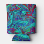 Groovy Abstract Retro Art in Blue en Red Blikjeskoeler (Achterkant)