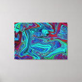 Groovy Abstract Retro Art in Blue en Red Canvas Afdruk (Voorkant)