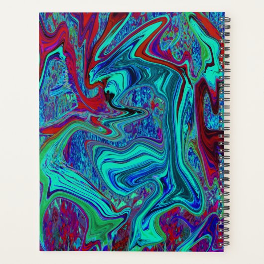 Groovy Abstract Retro Art in Blue en Red Planner (Achterkant)