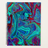 Groovy Abstract Retro Art in Blue en Red Planner (Voorkant)