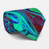 Groovy Abstract Retro Art in Blue en Red Stropdas (Opgerold)