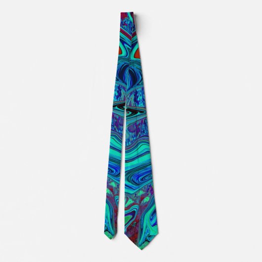 Groovy Abstract Retro Art in Blue en Red Stropdas (Achterkant)