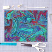 Groovy Abstract Retro Art in Blue en Red Tissuepapier (Craft)