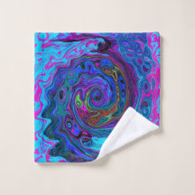Groovy Abstract Retro Blau en Paarse Draaikolk