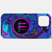 Groovy Abstract Retro Blauwe en Paarse Draaikolk Case-Mate iPhone Case (Achterkant (horizontaal))
