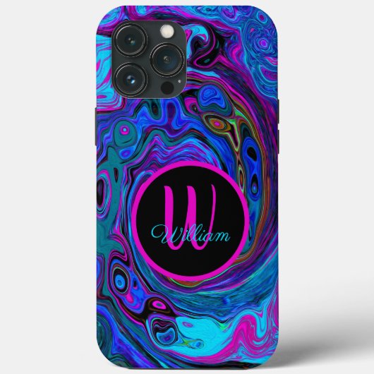 Groovy Abstract Retro Blauwe en Paarse Draaikolk Case-Mate iPhone Case (Achterkant)