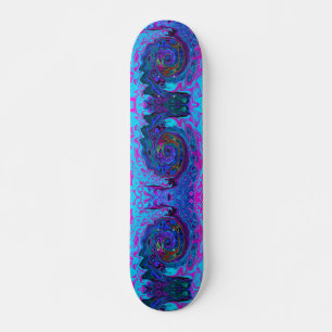 Groovy Abstract Retro Blauwe en Paarse Draaikolk Persoonlijk Skateboard