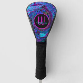 Groovy Abstract Retro Blauwe en Paarse Wervelende Golfheadcover
