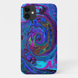 Groovy Abstract Retro Blue en Paarse wervelkolom Case-Mate iPhone Case